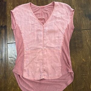 Chic V-Neck Blouse in Rose Pink